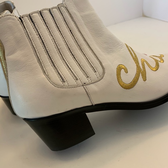 Modern Vice Chic Shit White Embroidered Boot Sz 8 B21/1 - Picture 7 of 15
